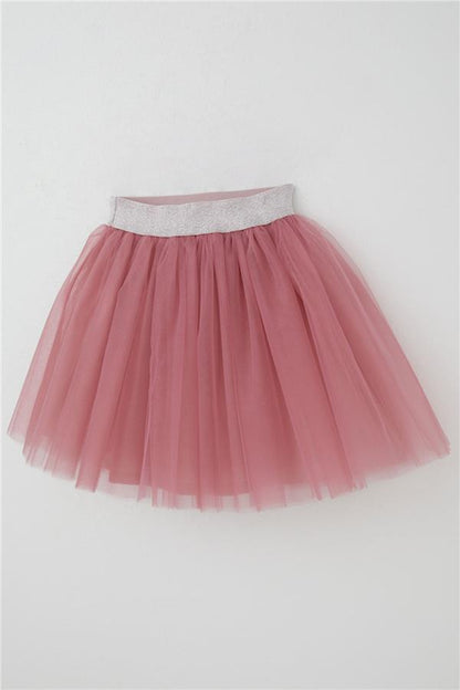 Girls' Tutu Skirt with Glitter Detail and Elastic Waistband, Rose Pink (Ages 5-10)