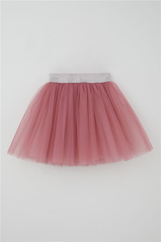 Girls' Tutu Skirt with Glitter Detail and Elastic Waistband, Rose Pink (Ages 5-10)