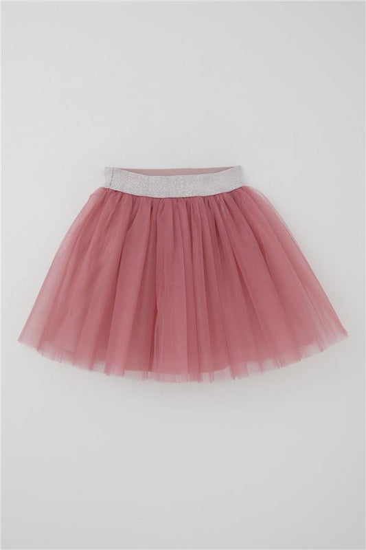 Girls' Tutu Skirt with Glitter Detail and Elastic Waistband, Rose Pink (Ages 5-10)