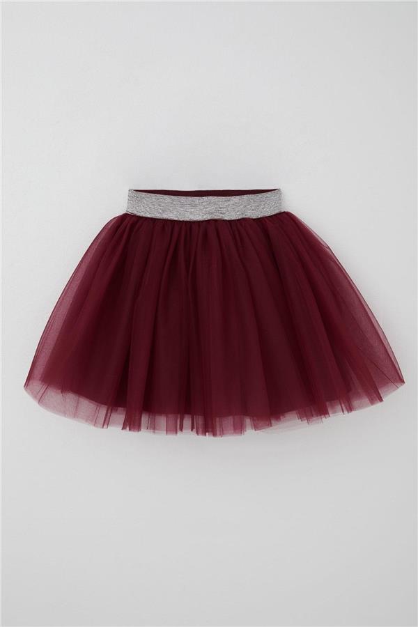 Girls' Tutu Skirt with Glitter Detail and Elastic Waistband, Burgundy (Ages 5-10)