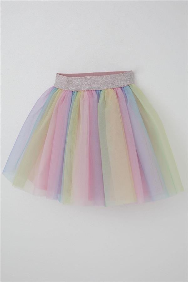Girls' Tutu Skirt with Colorful Tulle and Mixed Colors (Ages 5-10)