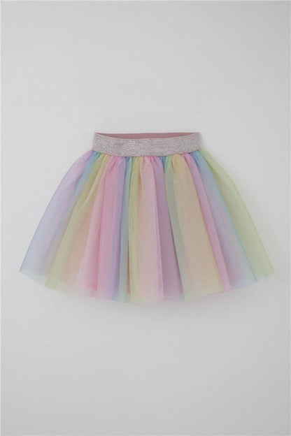Girls' Tutu Skirt with Colorful Tulle and Mixed Colors (Ages 5-10)