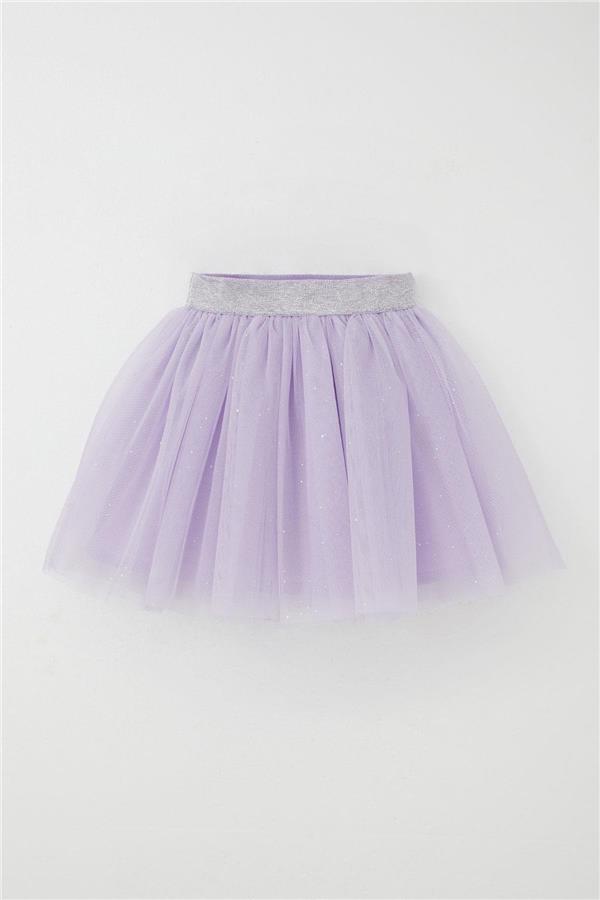 Girls' Tutu Skirt with Glitter and Elastic Waistband, Lilac (Ages 5-10)