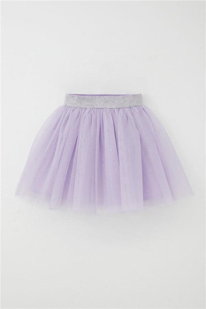 Girls' Tutu Skirt with Glitter and Elastic Waistband, Lilac (Ages 5-10)