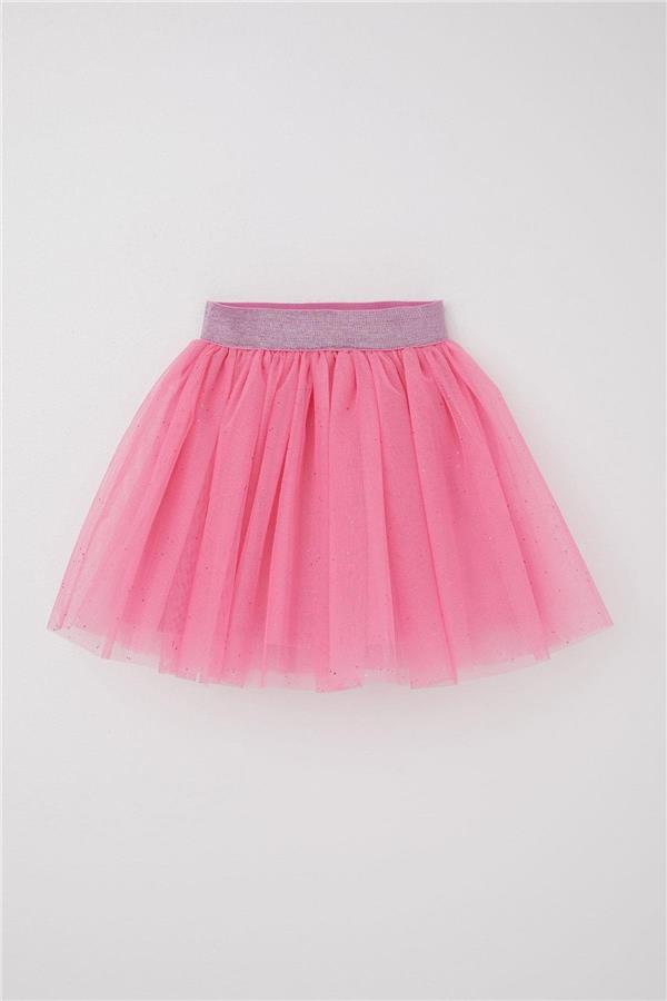 Girls' Pink Tutu Skirt with Glitter and Elastic Waistband (Ages 5-10)