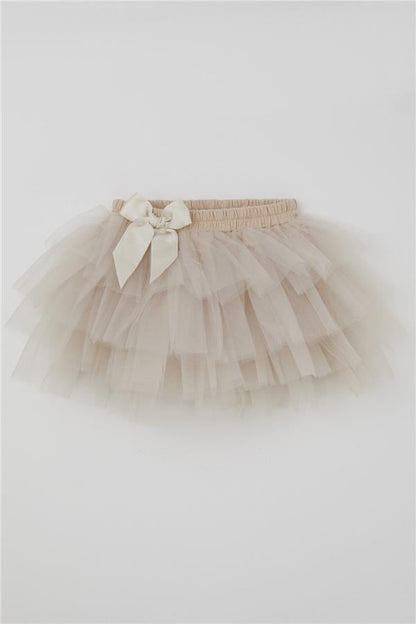 Girls' Tutu Skirt with Tulle Detail, Layered Bow Accessory and Rhinestones (Ages 4-8)