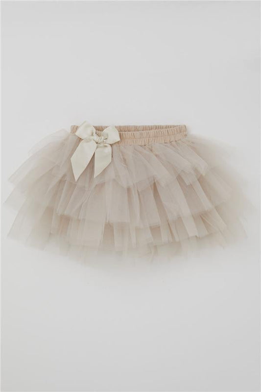 Girls' Tutu Skirt with Tulle Detail, Layered Bow Accessory and Rhinestones (Ages 4-8)