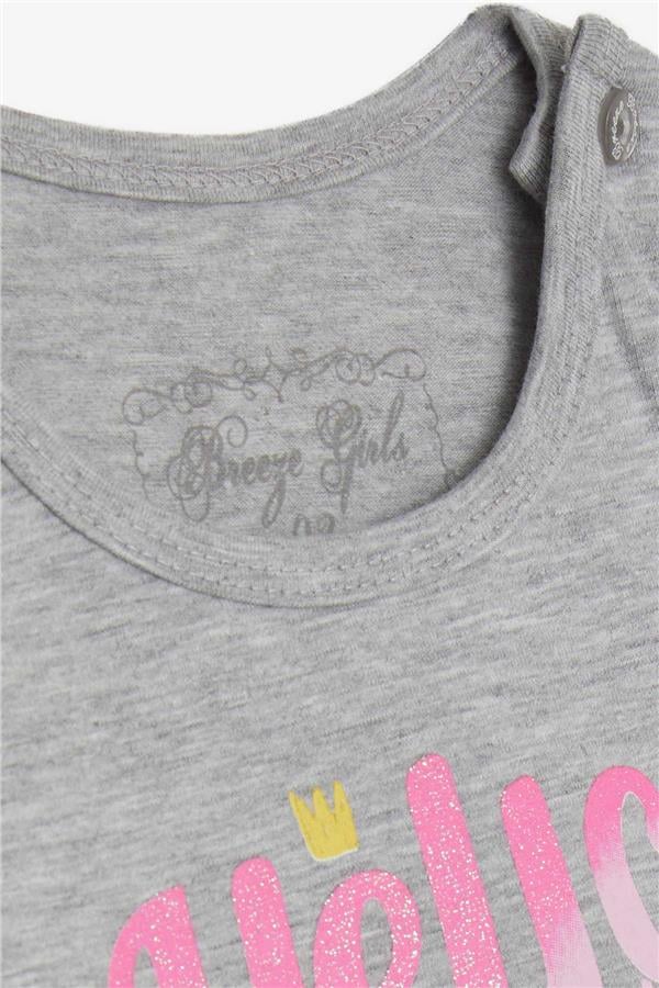 Baby Girl Long-Sleeved Dress, Printed Tulle, Grey Melange (1.5-2 Years)
