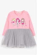 Baby Girl Long-Sleeved Dress, Printed Powder Pink (1.5-2 Years)