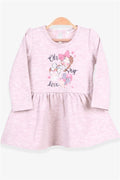 Baby Girl Long-Sleeved Dress, Baby Print Pattern, Beige Melange (1-2 Years)