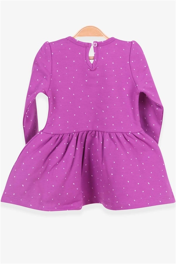 Baby Girl Long-Sleeved Dress with Baby Print Pattern, Purple (1-1.5 Years)