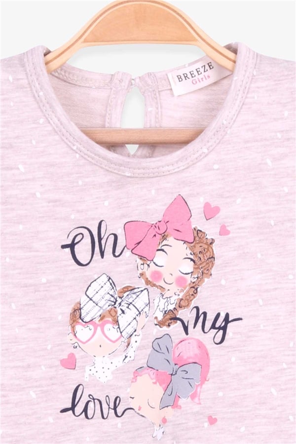 Baby Girl Long-Sleeved Dress, Baby Print Pattern, Beige Melange (1-2 Years)