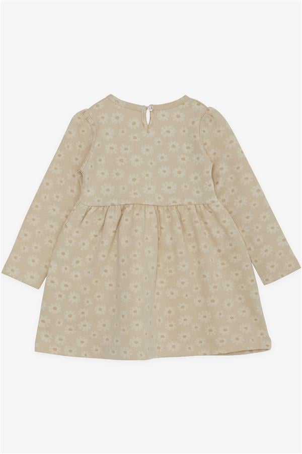 Baby Girl Long-Sleeved Dress with Pockets, Floral Pattern, Cream (1.5 Years)
