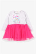 Girl's Long-Sleeved Dress Rainbow Print Grey Melange (1.5 Years)