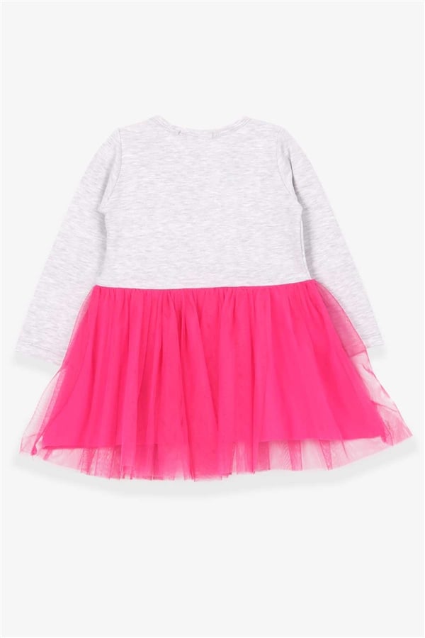 Girl's Long-Sleeved Dress Rainbow Print Grey Melange (1.5 Years)