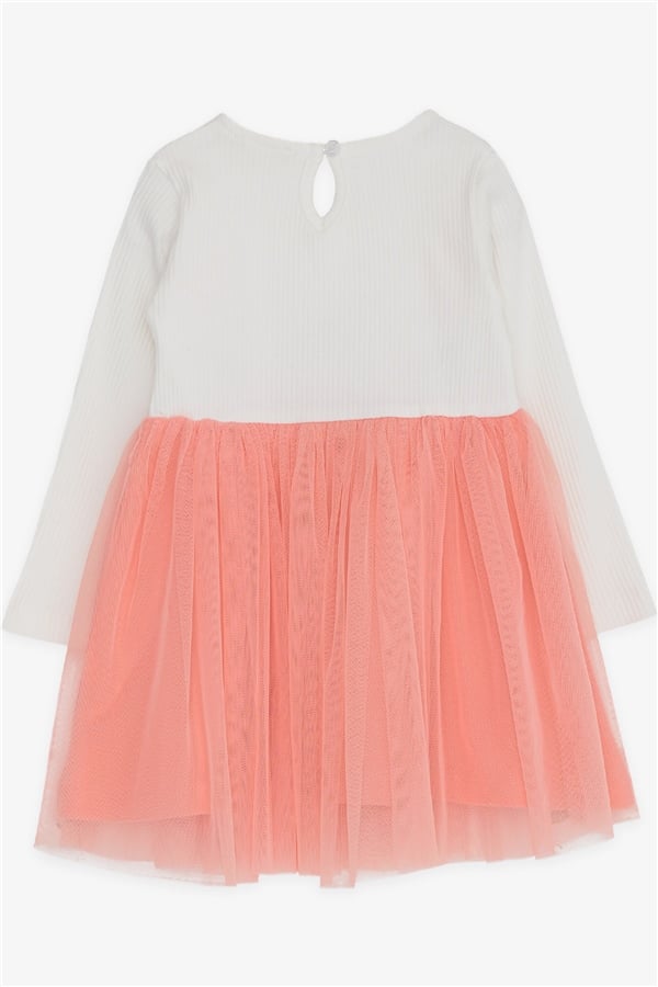 Baby Girl Long-Sleeved Dress with Kitten Embroidery, Off-White (1.5-2 Years)