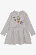 Girls' Long-Sleeved Dress with Polka Dot Pattern, Beige Melange (3-4 Years)