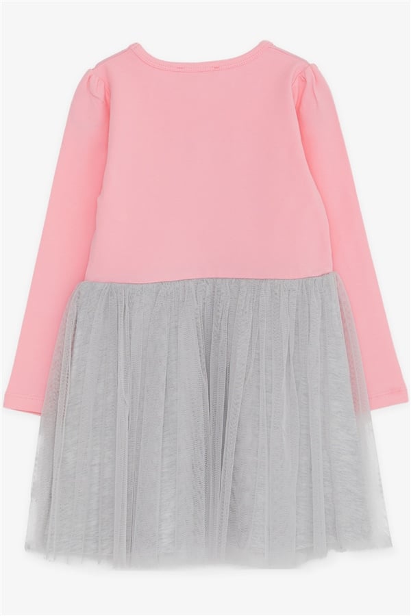 Baby Girl Long-Sleeved Dress with Sequin Girl Print, Pink (1.5-2 Years)