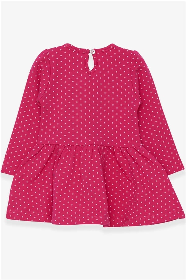 Girl's Long-Sleeved Dress with Glittery Girl with Glasses Print, Pink (1-1.5 Years)