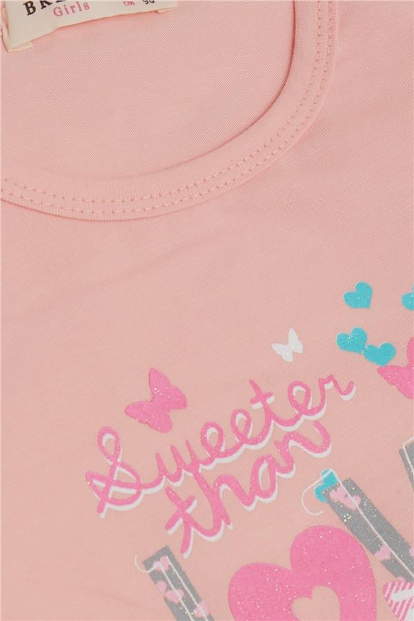 Baby Girl Long-Sleeved Dress with Tulle and Printed Text, Powder Pink (1.5-2 Years)