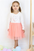Baby Girl Long-Sleeved Dress with Heart Print and Text, Off-White (1.5-2 Years)