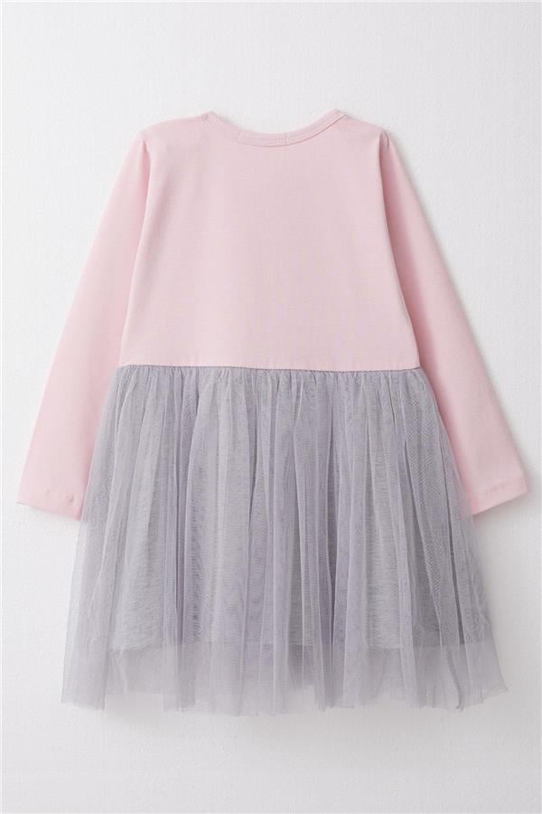Girl's Long-Sleeved Dress with Printed Hearts, Pink (1.5-3 Years)