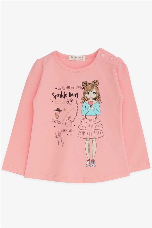 Baby Girl Long-Sleeve T-Shirt with Salmon Print (1-1.5 Years)