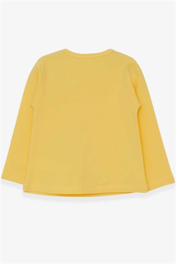 Baby Girl Long-Sleeve T-Shirt with Pockets, Bunny Print, Yellow (1.5 Years)