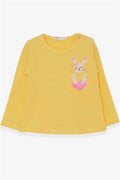 Baby Girl Long-Sleeve T-Shirt with Pockets, Bunny Print, Yellow (1.5 Years)