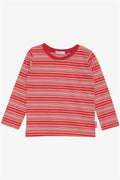 Girls' Long-Sleeved T-Shirt, Striped Pomegranate (3 Years)