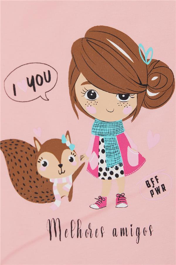 Baby Girl Long-Sleeve T-Shirt, Friendship Theme, Girl Print, Pink (1-2 Years)