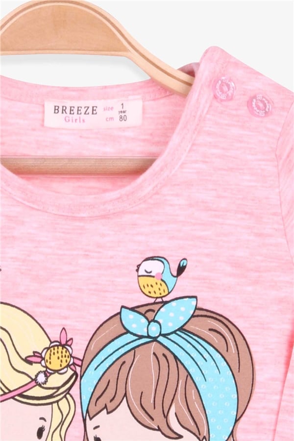 Baby Girl Long-Sleeve T-Shirt, Girl's Printed Salmon Melange (1-2 Years)