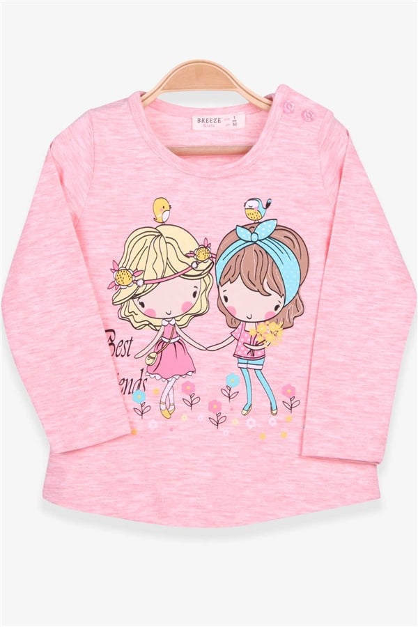 Baby Girl Long-Sleeve T-Shirt, Girl's Printed Salmon Melange (1-2 Years)