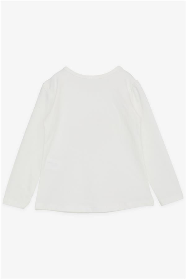 Baby Girl Long-Sleeve T-Shirt with Pom-Pom and Pearl Embellishments, Off-White (1-1.5 Years)