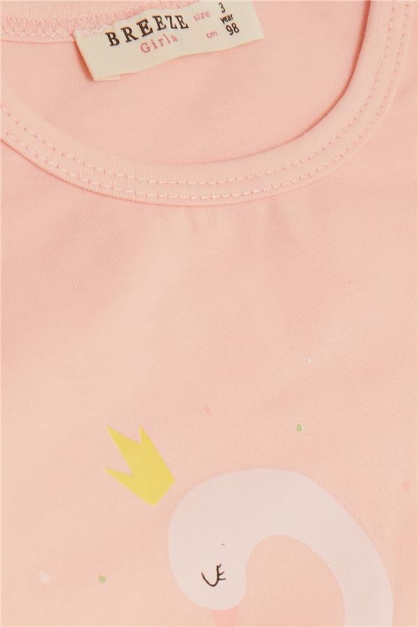 Girls' Long-Sleeve T-Shirt Princess Swan Print Sequined Salmon (Ages 2-6)