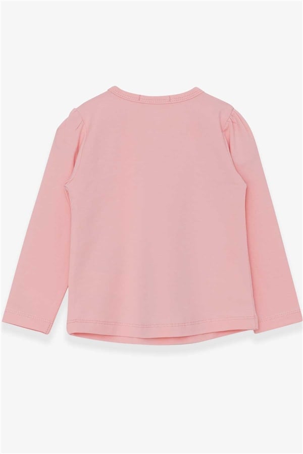 Baby Girl Long-Sleeve T-Shirt with Artist Girl Print, Powder Pink (1-2 Years)
