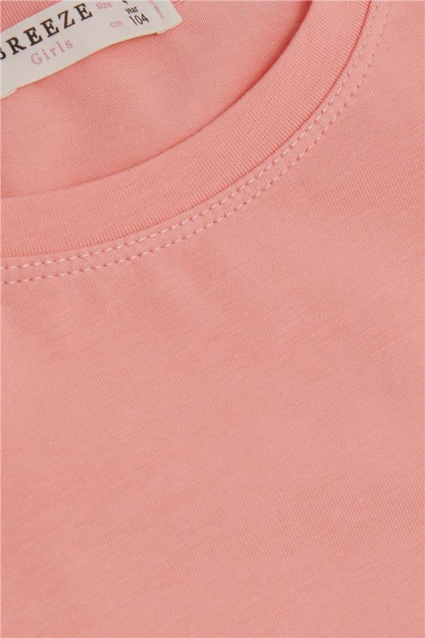 Baby Girl Long-Sleeve T-Shirt with Cute Bunny Print and Ruffled Shoulder, Salmon (1-1.5 Years)