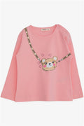Baby Girl Long-Sleeve T-Shirt with Cute Teddy Bear Print, Pink (2 Years)