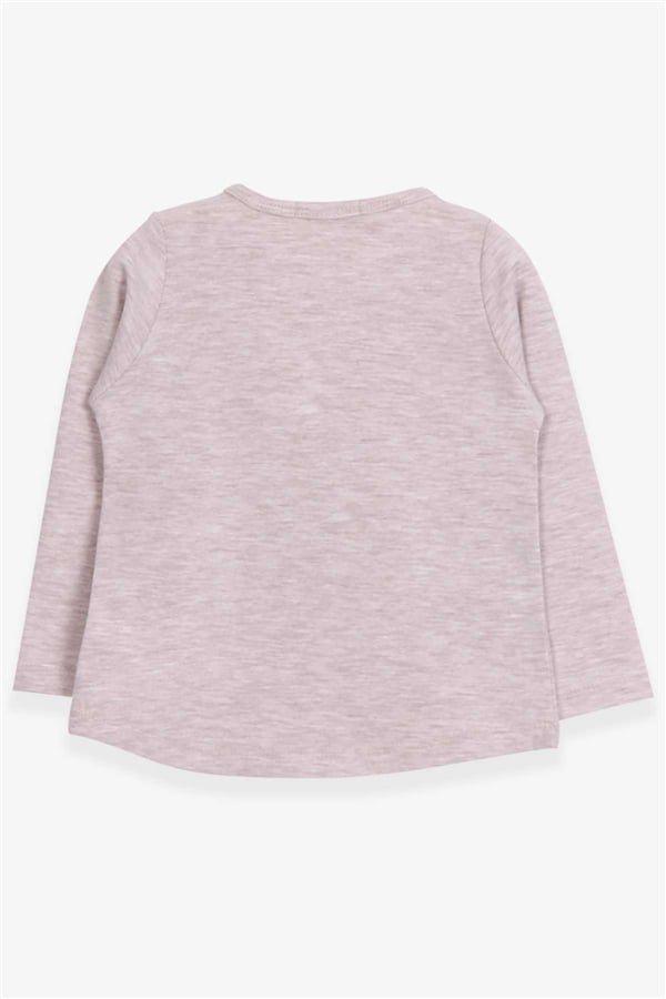 Baby Girl Long-Sleeve T-Shirt, Cute Girl Print, Beige Melange (1-1.5 Years)