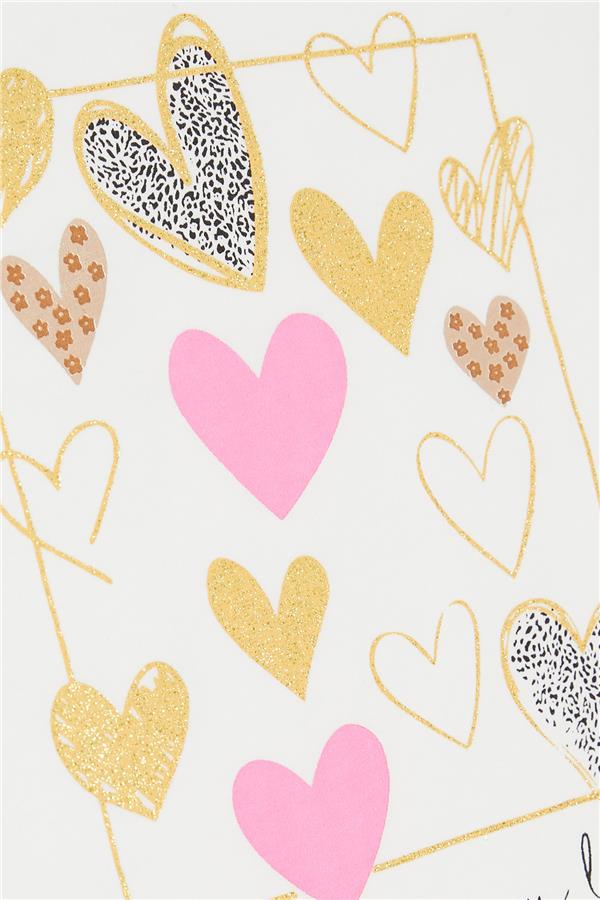 Baby Girl Long-Sleeve T-Shirt with Glitter Heart Print and Ruffles, Off-White (1-1.5 Years)