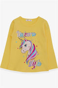 Girls' Long-Sleeve T-Shirt Unicorn Yellow (2-3 Years)