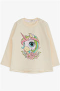 Baby Girl Long-Sleeve T-Shirt with Unicorn Print, Cream (1.5-2 Years)