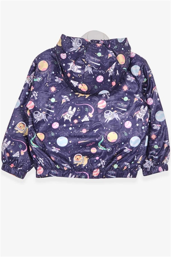 Baby Girl Raincoat Astronaut Animal Theme Purple (1-3 Years)