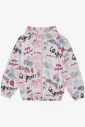Baby Girl Raincoat with Fruit Party Theme and Text Pattern, White (1-2 Years)
