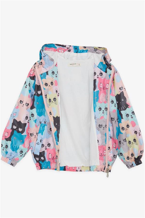 Girl's Raincoat with Cute Kitten Pattern, Mixed Colors (1 Year Old)