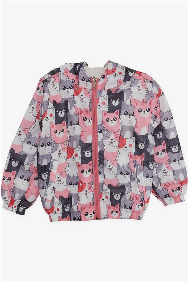 Baby Girl Raincoat with Cute Kitten Pattern, Mixed Colors (1 Year)