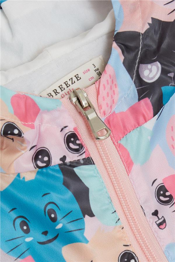Girl's Raincoat with Cute Kitten Pattern, Mixed Colors (1 Year Old)