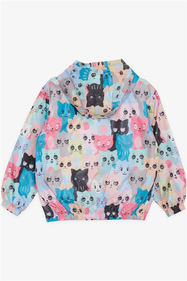 Girl's Raincoat with Cute Kitten Pattern, Mixed Colors (1 Year Old)