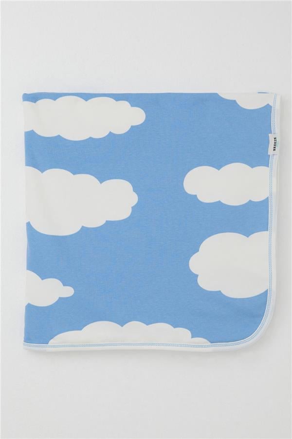 Newborn Baby Blanket, Cloud Pattern, Blue (80 x 90 cm)