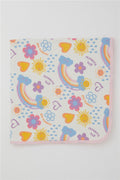 Newborn Baby Blanket, Floral Pattern & Sunny, Ecru (79 x 88 cm)